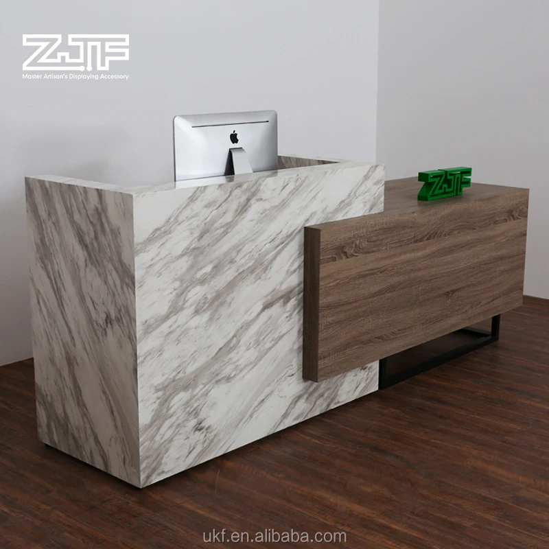 Imitation Carrara White Marble Reception Desk Table Front Counter ...