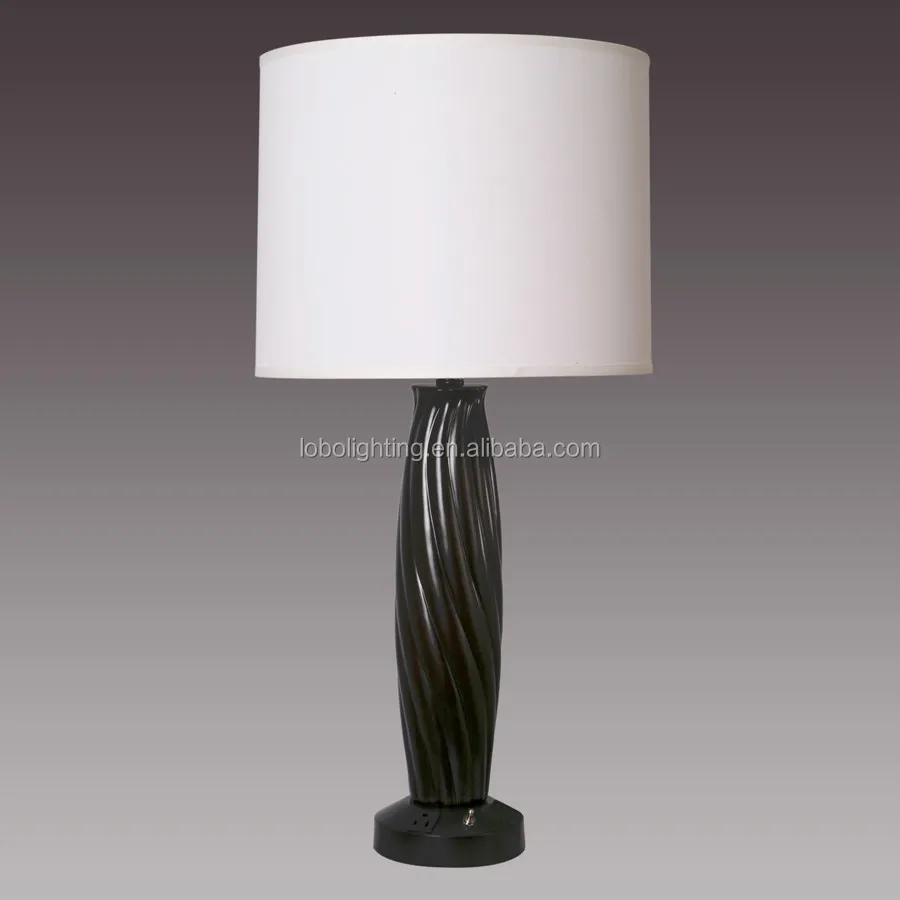 Dark Bronze Nightstand Lamp With On/off Push Button Base Switch And One