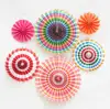 Paper Fans Round Wheel Pattern Design Vibrant Bright Colors Hanging Paper Fans Rosettes Party Decoration Paper Fan