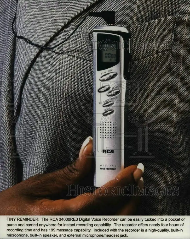 Get Quotations · 2000 Press Photo The RCA 34000RE3 Digital Voice Recorder can be easily tucked