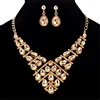 Women's Jewelry Drop Earrings Gold Color Pendant Choker Necklace Dangle Hook Bib Jewelry Set