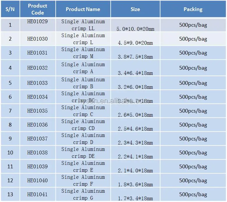 Fishing Crimps Sleeves Single Aluminum Wire Single Hole Aluminum Crimp Sleeve Cable Crimp Sleeve