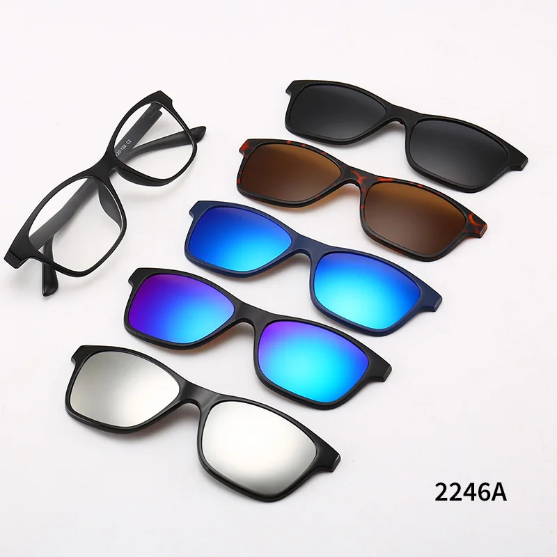 2201A Superhot Eyewear 5 in 1 Magnet Polarized Sunglasses Interchangeable Magnetic Clip On Glasses