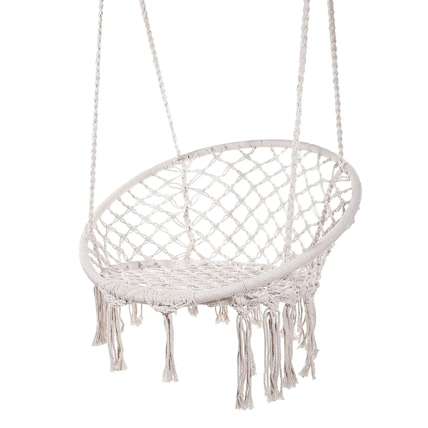 Hanging Rope Hammock Lounger Chair Macrame Porch Swing For Indoor