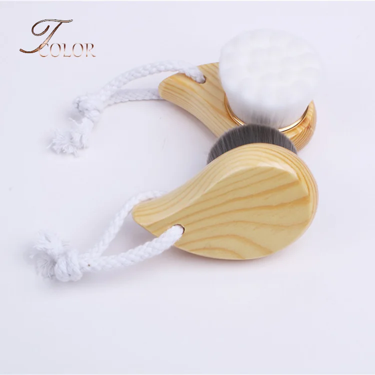 Bamboo Charcoal Cleaning Tool Face Massage Comma Wood Handle Facial Clean Brush