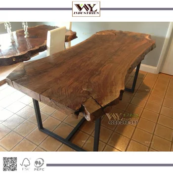 New Design Vintage Style Solid Wood Live Edge Dining Table Designs In Slab New Design Vintage Style Solid Wood Live Edge Dining Table Designs In Slab