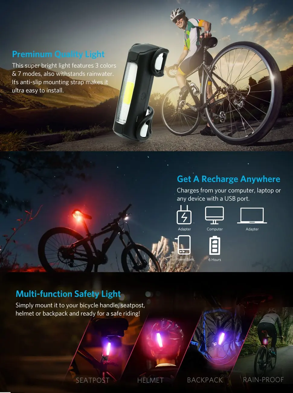 bike light charged by pedaling