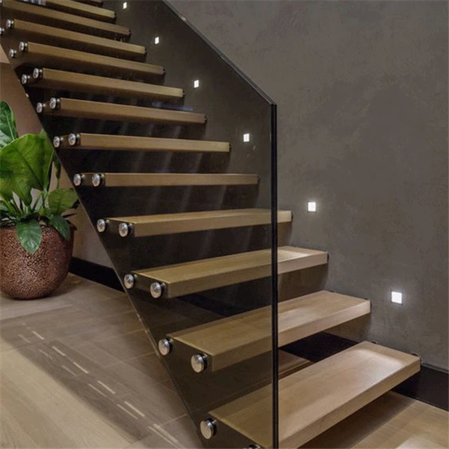 Marble Staircase Like Black Tempered Glass Fencing Wood Tread Straight ...