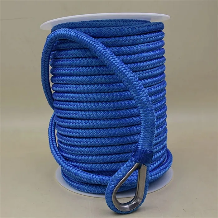 Top performance customized package and size nylon double braided anchor line rope for sailboat, yacht marine rope