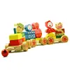 Hot sale wooden train toy set,Pull string block train toy for kids,Funny education wooden train toy