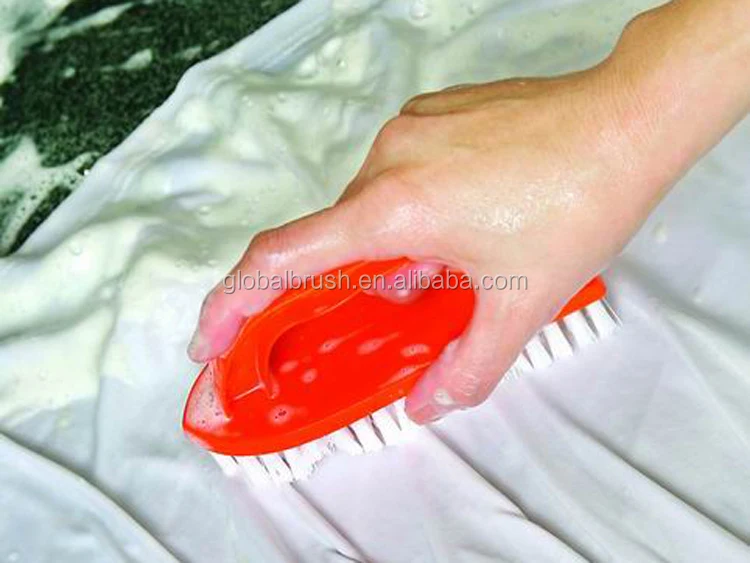 
HQ8119 iron shaped assorted color PP plastic wash clothes scrub brush 