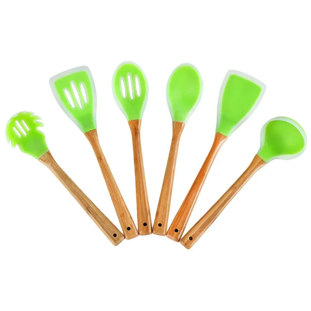 silicone bamboo utensils