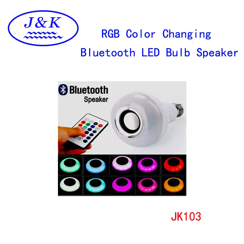 JK103 wireless bluetooth speaker color changing smart led light bulb with remote