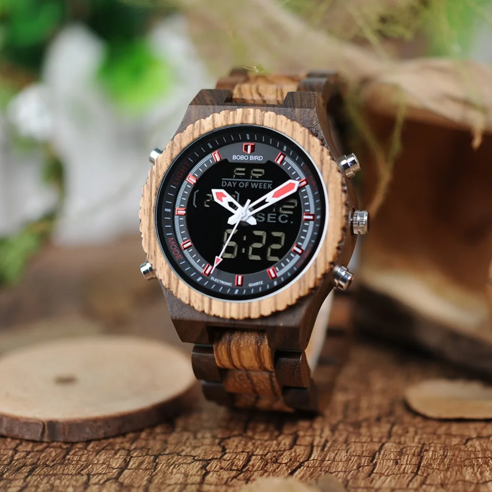 wooden led watch