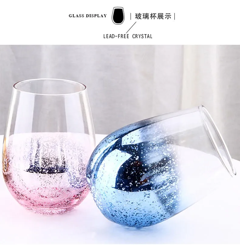 Crystal Clear Colored Stemless Wine Glasses Wine Starry Sky Themed Premium  Glass Shiny Drinking Glassware Tumblers for Water Juice Beer - China  Beverage Tumbler and Glass Cup price