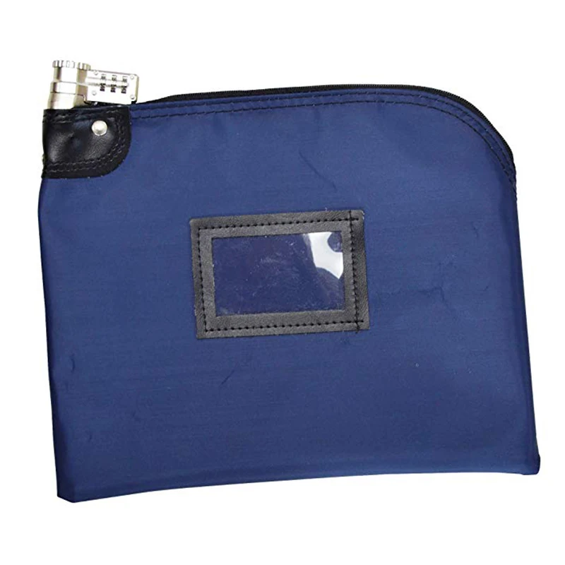 Custom Waterproof Nylon Locking Bank Bag Zippered Security Money Bag