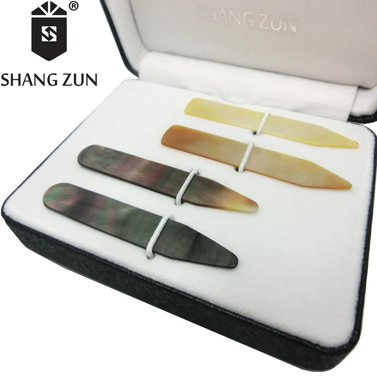 High Quality Custom Collar Stays Mother Of Pearl 4 Pieces In A Box