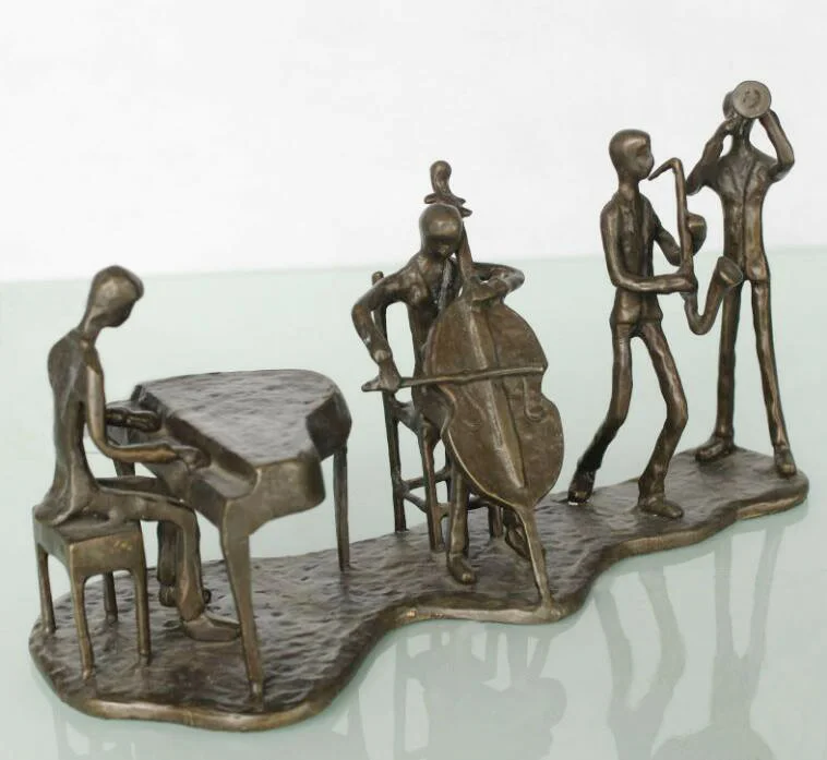Abstract Art And Crafts Antique Bronze Music Band Statues For Home
