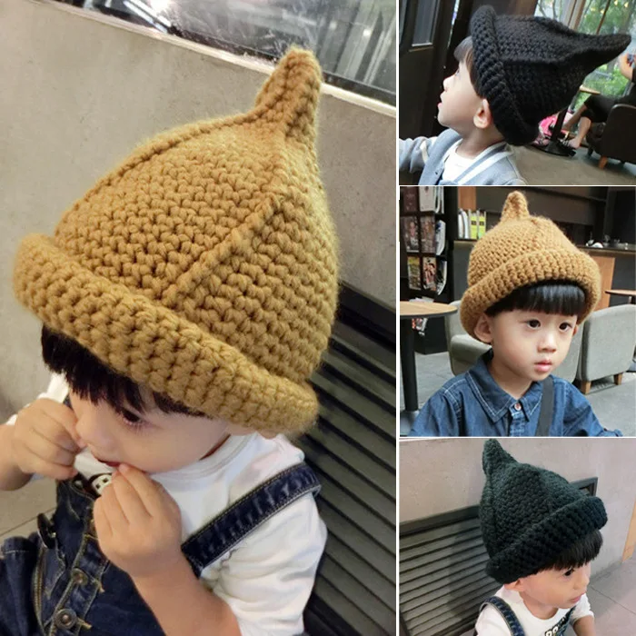 Korean Style Knitted Cap Baby Hat Toddler Kids Girls Boys Nipple Knitted Hat Curling Cap