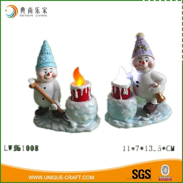 Christmas Indoor Home Decoration Light Up Resin Snowman Figurines