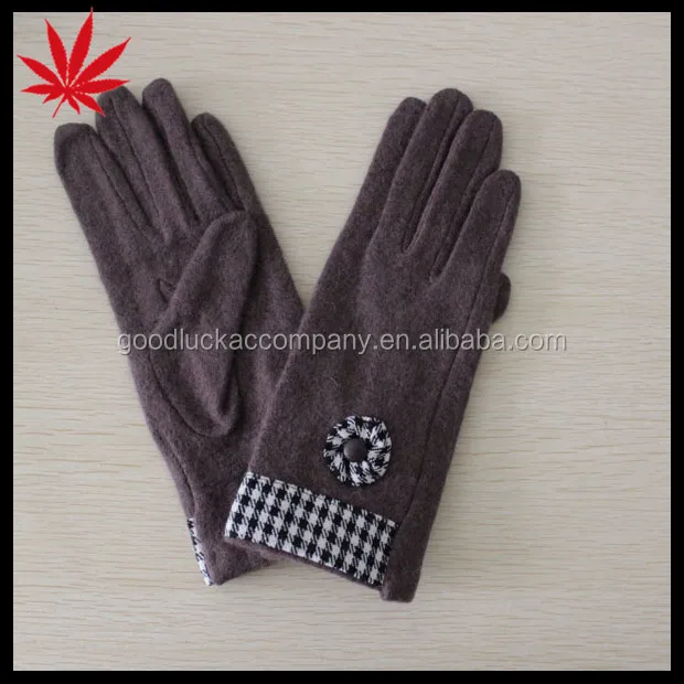 2016 Ladies' winter brown woolen fashion gloves