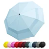 Pockets size double canopy windproof sky blue automatic travel Umbrella 3 fold