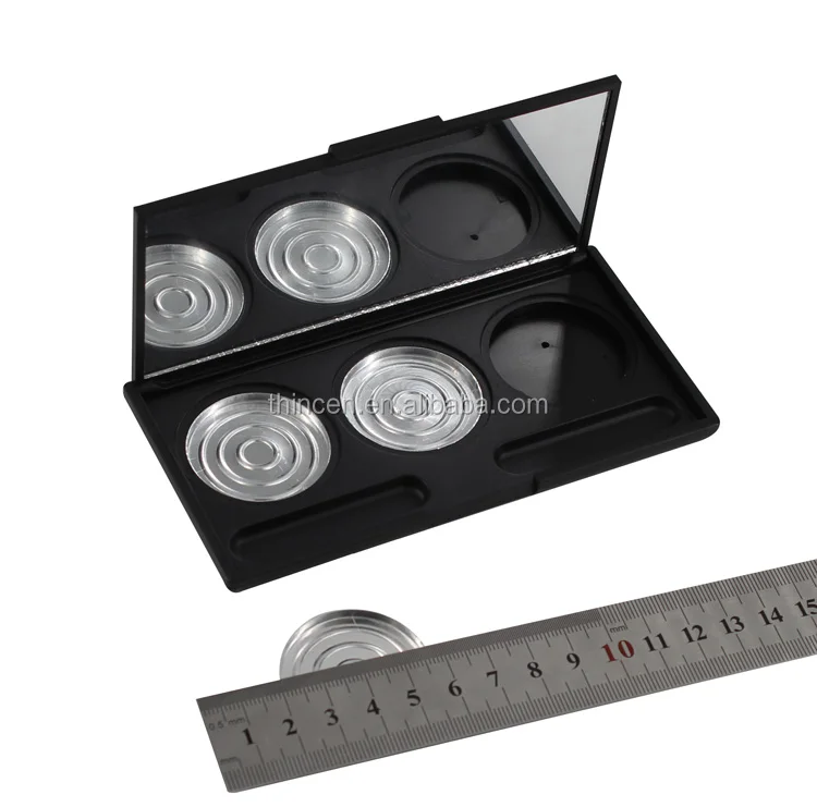 You can DIY cosmetic plastic empty palette with 3 holes for eyeshadow cosmetic containers