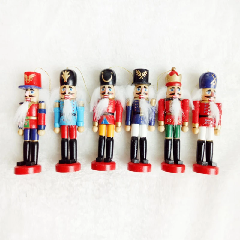 Hot Sale Christmas Decoration Model Nutcracker 6pcs/set Colorful Wooden