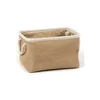 Foldable linen fabric geometrical pattern small toy storage basket Made from natural durable strong Jutewith handle