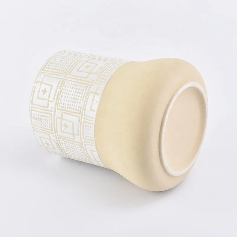 Cylinder empty votive candle holder ceramic candle jars christmas decor