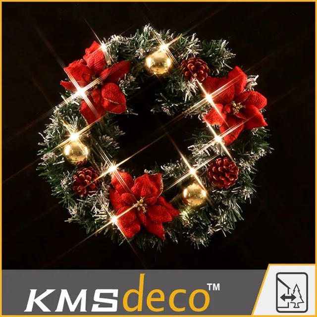 green lighted wreath