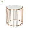 Fashionable design Hot sale living room furniture white marble top copper rose gold wire Side table