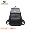 Hot sale durable rucksack waxed leather trim knapsack canvas travel backpack custom back pack