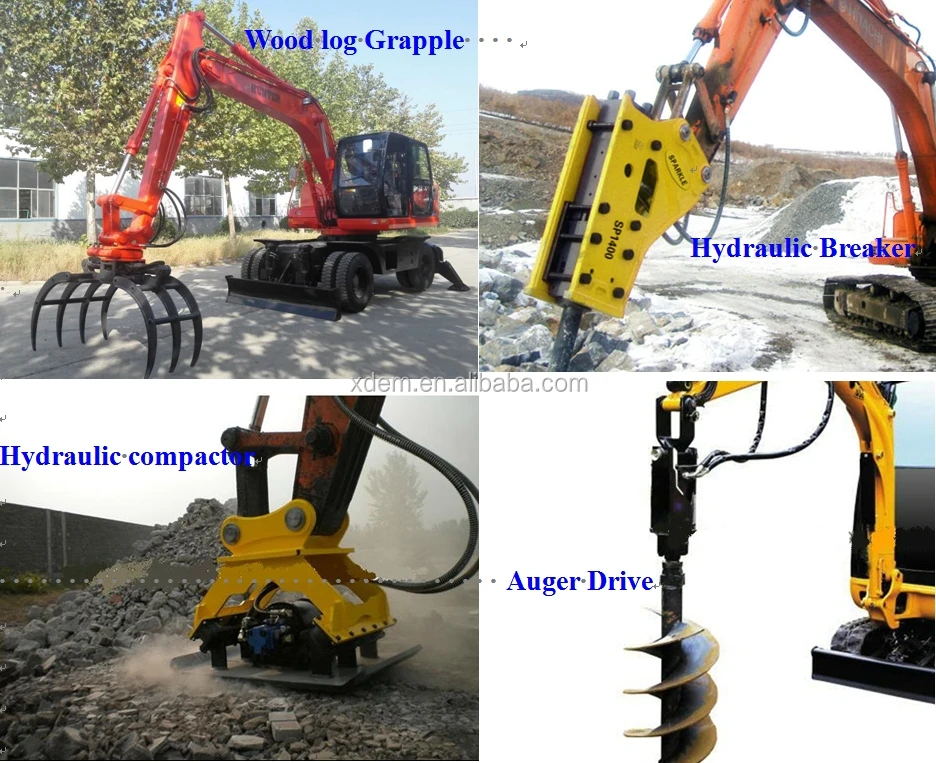 Hunter HTL85-8 wheel excavator and excavator attachments
