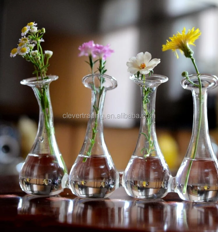 Hand Blown Clear Small Glass Vase Tall Glass Cylinder Vase