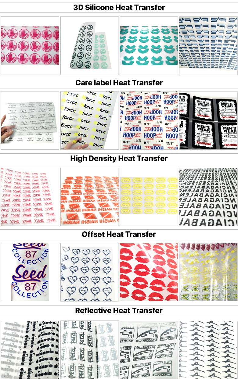 Free sample brand design tagless heat transfer labels iron on clothing label