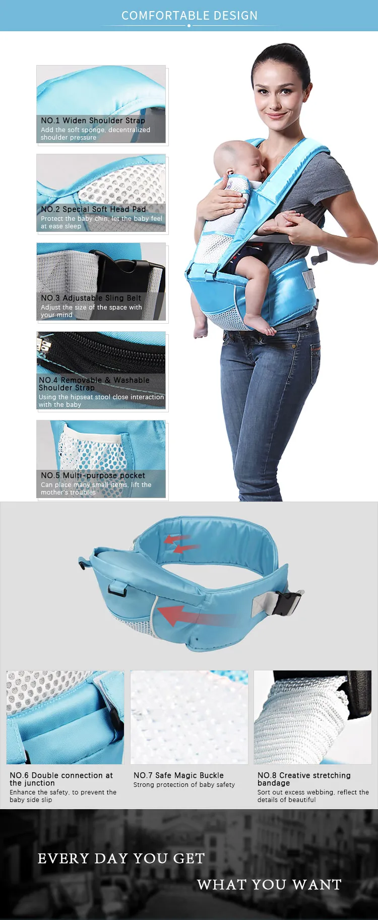 Wholesale Fashion Ergonomic Baby Sling Carrier