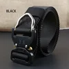 3.8CM Custom Wholesale Mens Solid Black Jacquard Flip-Top Cotton Fabric Canvas Web Elastic Belt