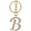 B Shape Rhinestone Initial Custom Personalized Gold Plate Alloy 26 English letter Keychain for Bag Accessories