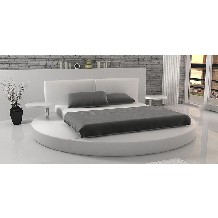 Custom Made Modern Luxury Bedroom Furniture Leather Round Bed - Buy ...