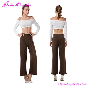 Susu Sutra Lebar Kaki Celana Terbaru Off Shoulder Crop Top Wanita Desain Baju Buy Wanita Desain Jaspakaian Wanitaterbaru Suits Untuk Wanita