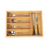 Organic Bamboo Cutlery Drawer Organizer with 5 compartments,Durable Utensil Tray,Nice and Antimicrobial Flatware Drawer Divers