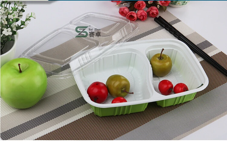 rectangular disposable  plastic food container 2 compartment