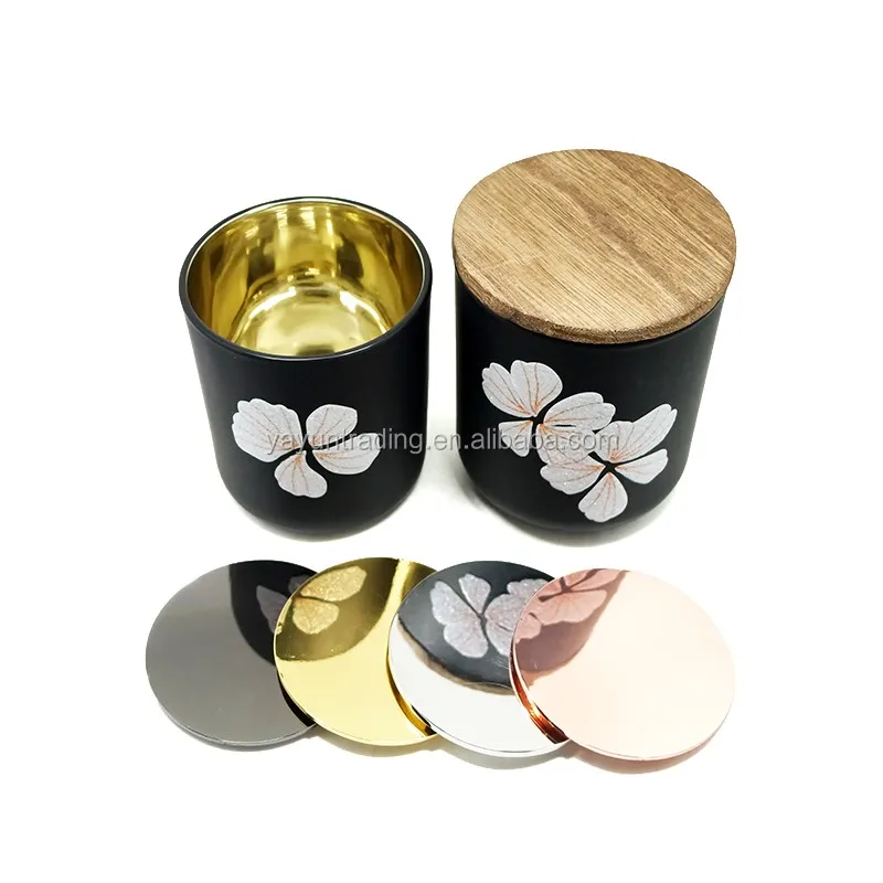 Frosted Matte Black Glass Votive Container Glass Jar Holder With Lid