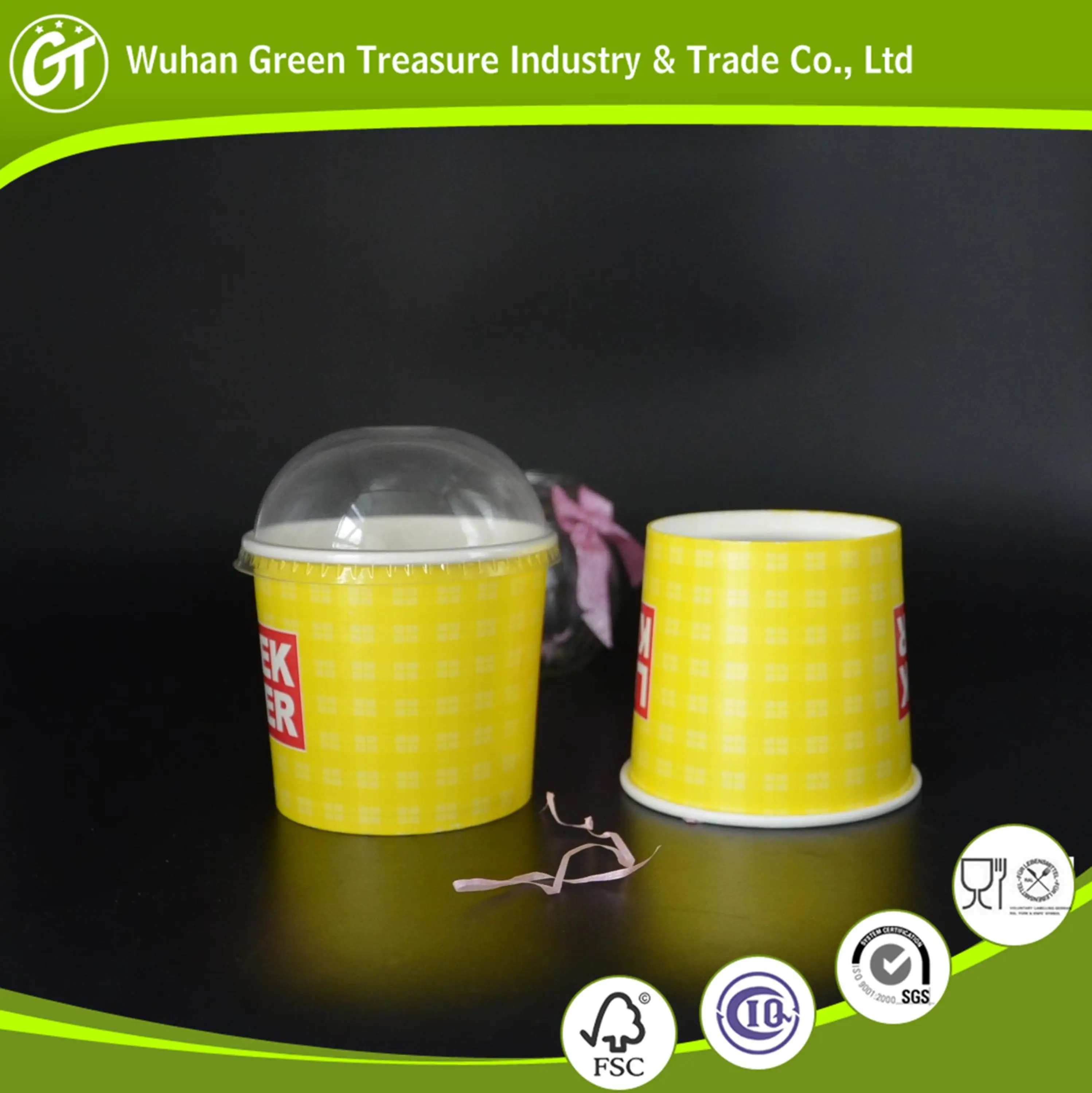 2017 4oz 6oz 8oz 12oz Compostable Bio Degradable Printed Paper Ice