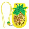 3D Fruit Cute Shockproof Resistant Liquid Quicksand Glitter Bling Soft Silicone Gel Pineapple Phone Case For iPhone 6 7/8 plus