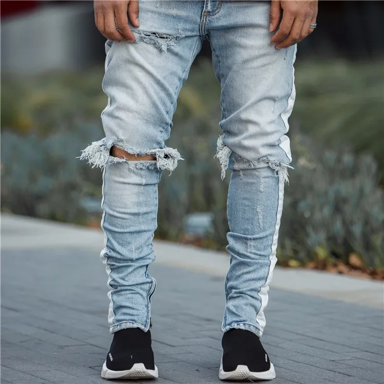 white stripe jeans men