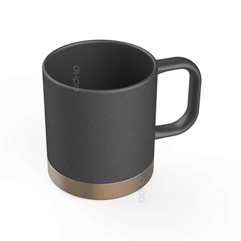 Dhpo Newest Design Matte Black Ceramic Coffee Mug With Stainless Steel Base Buy Matte Black 0515
