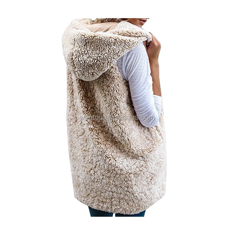 sherpa hooded vest womens