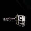 Customized Clear Chian Souvenir/business Gift 3d Led Laser Crystal Cube Engraved Key Chain